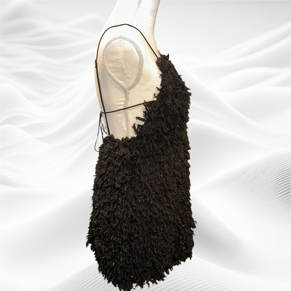 For Love and Lemons Kamara Shag Mini Dress‎ Black Size Medium - Picture 6 of 11